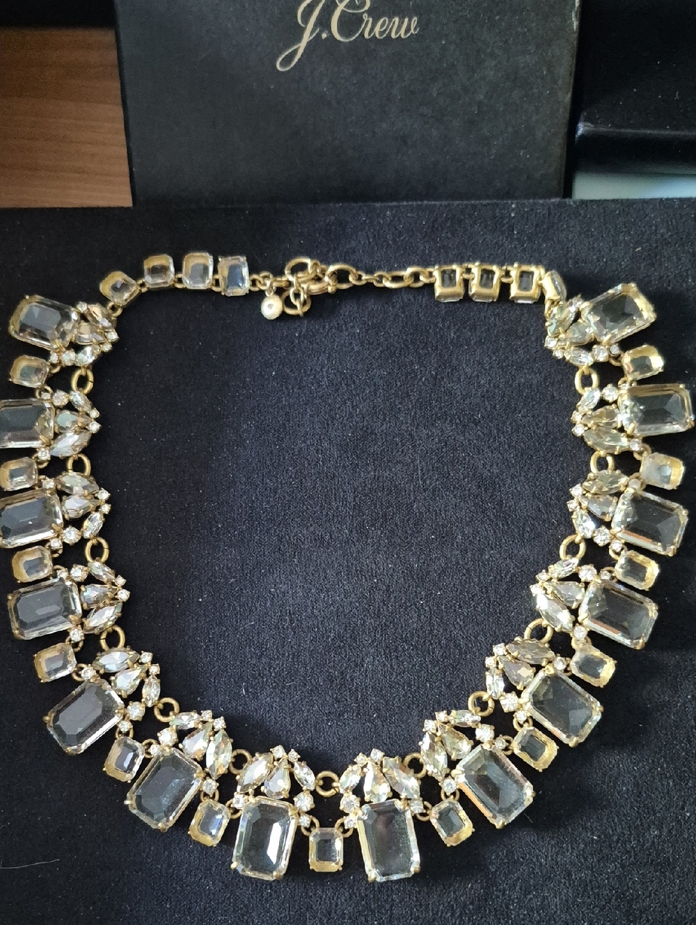 J. Crew Gold Clear Crystal Statement Bib Necklace